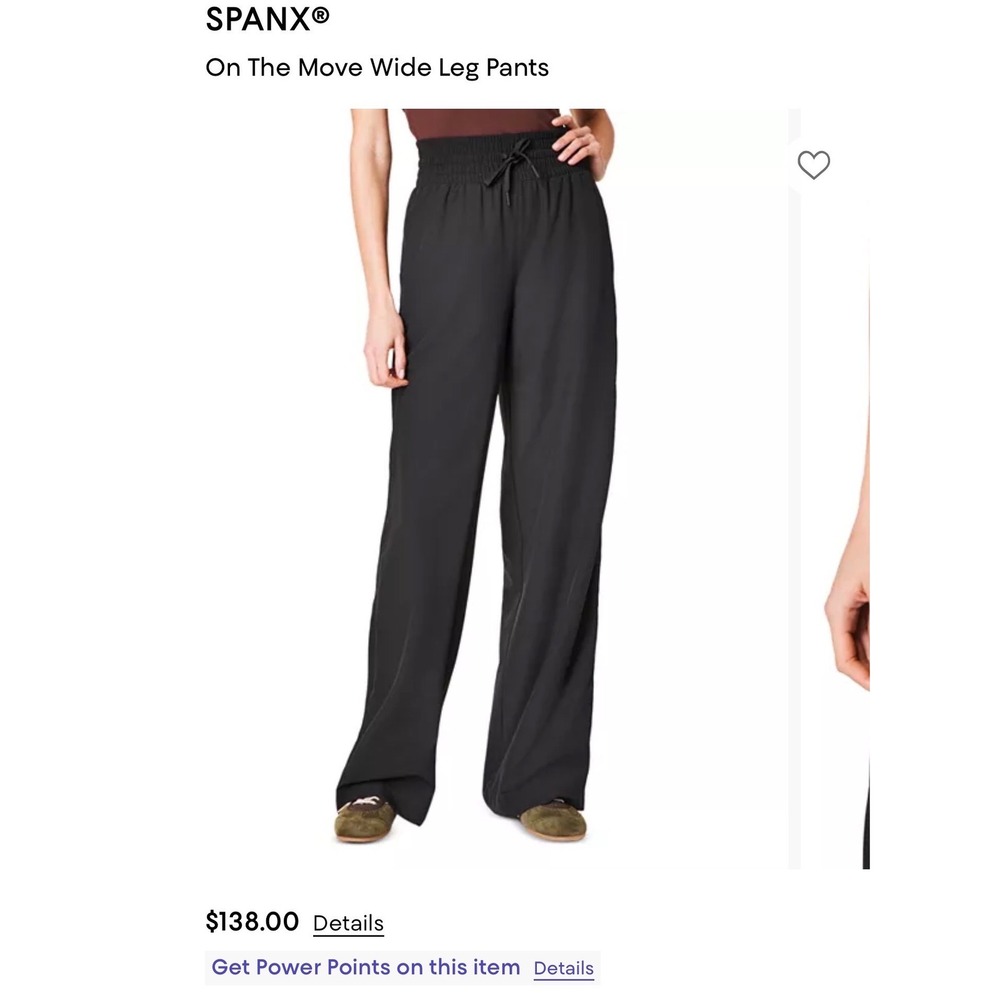 NWT Spanx On The Move Wide Leg Pants 1X Tall Black High Waist Smocked